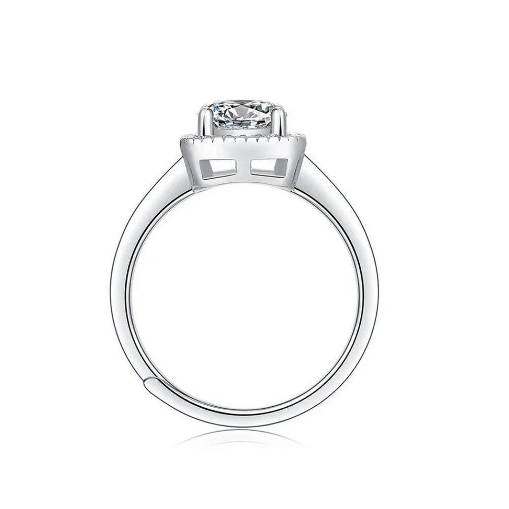 Certified 1ct. t.w. Moissanite Diamond Square Halo Wedding Engagement Ring NEW - Picture 5 of 11
